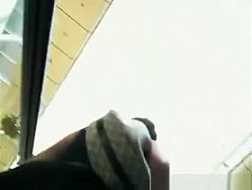 Upskirt no panties escalator