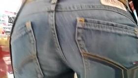 Black thong exposed at supermarket