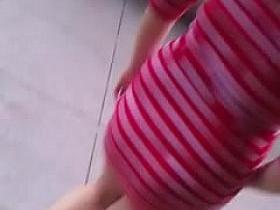 Tried getting the upskirt but end up getting nice tits!