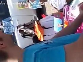 White leggings woman in flea market