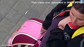 Looking to the neckline