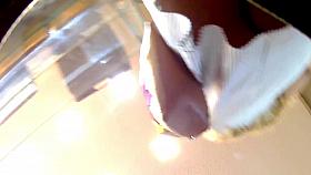 Buying bread upskirt