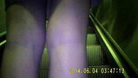 Bank girl in shiny black pantyhose