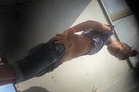 Amazing tan lines around young pussy