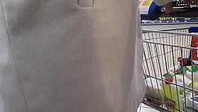 Fishnet stockings upskirt in market