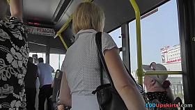 Classy blond in a spy upskirt episode