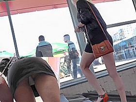 Tight ass and slender long legs upskirt video