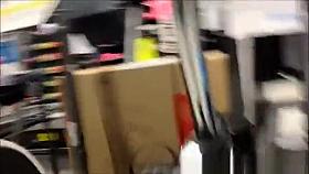 Woman in fitness section upskirted