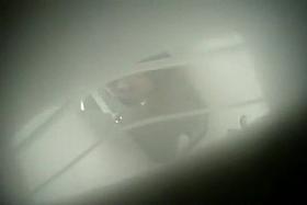 Skinny showering blonde spied on from the fan above