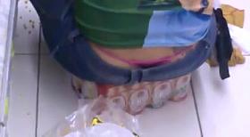 Panties of brunette brazilian in supermarket