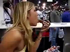 Sausage in her throat