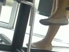 Candid shoeplay dangling public