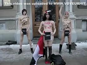Naked girls protesting against sharia
