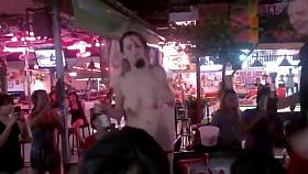Drunk girl public bar strip