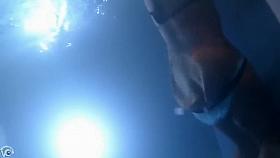 Underwater jets take off her bikini bottoms