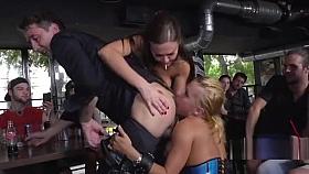 Blonde slave anal banged in public