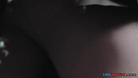 Upskirt closeup with sheer hose