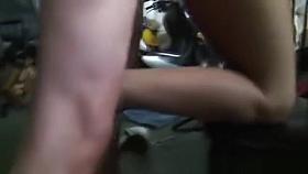 Horny blonde sucking and fucking in moto store