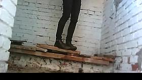 Pissing in the strange dirty public toilet