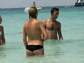 Guy can't stop starring at her boobs