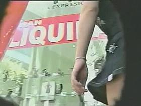 One black and two white females get filmed in an xxx upskirt vid