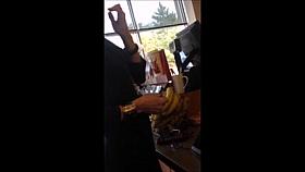 Blonde Cougar in high heel boots and pantyhose.