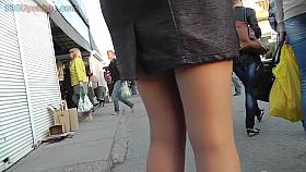 Blond flashed straps up petticoat