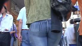 Camera man films street candid babes in public