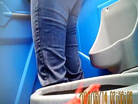 Women pissing in toilet