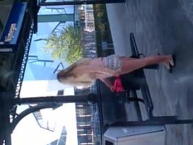 hot teen girl waiting for the train.