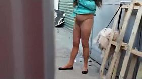 spy ugly bitch in street