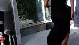 Candid white chick omg hot jiggle in dress!!!