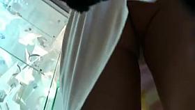 Upskirt - Teen white dress and white thong of course !