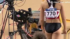 Long jump babe with a great ass in spandex