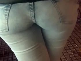 Mesmerizing ass spied on a rainy day