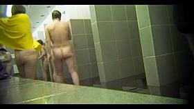 Astonishing hidden camera scene from a public shower