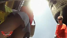 Candid upskirt of a cute tourist girl