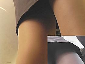 Secretly peeking up blondes petticoat