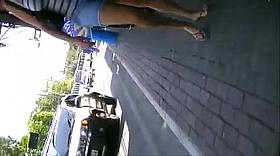 Mature in tight jeans shorts