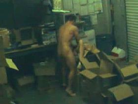 Guy fucks brunette at the warehouse in horny free private voyeur