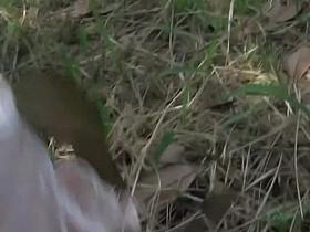 Asian woman has her panties stolen by a skirt shark