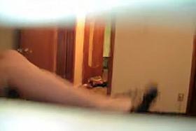 Mature takes off bath robe and shows nude body thru window