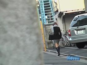 Kinky sharking of a Japanese girl in a short skirt