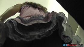 Sexy girl in hot skirt became a star of upskirt clip