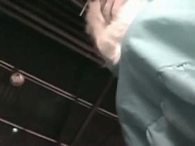 fantastic long hair blonde upskirt in a gorgeous short blue dress