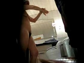 Hairy mum spied totally naked in bathroom