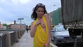 Adorable goddess poses in beautiful places of her town