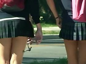 Schoolgirls in sexy short skirts