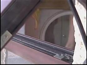 Naked doll washing face and getting voyeur din window