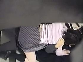 Hairy pussy fingering and hot fuck on the stairs